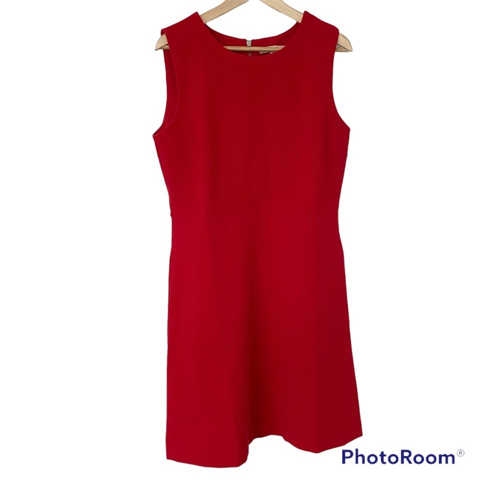 SPENCER & SHAW RED A LINE SLEEVELESS DRESS WITH EXPOSED ZIPPER, LARGE